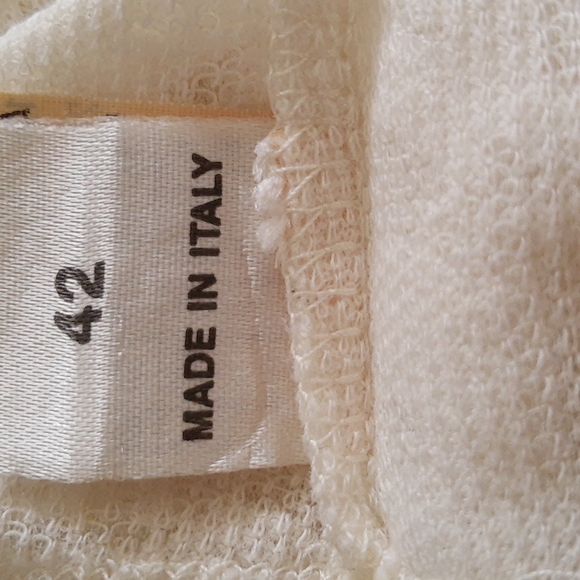 PENNYBLACK Cotton Linen Blend Knit Long Sleeve Top, Ivory, Made in Italy Size 8 - Picture 9 of 10